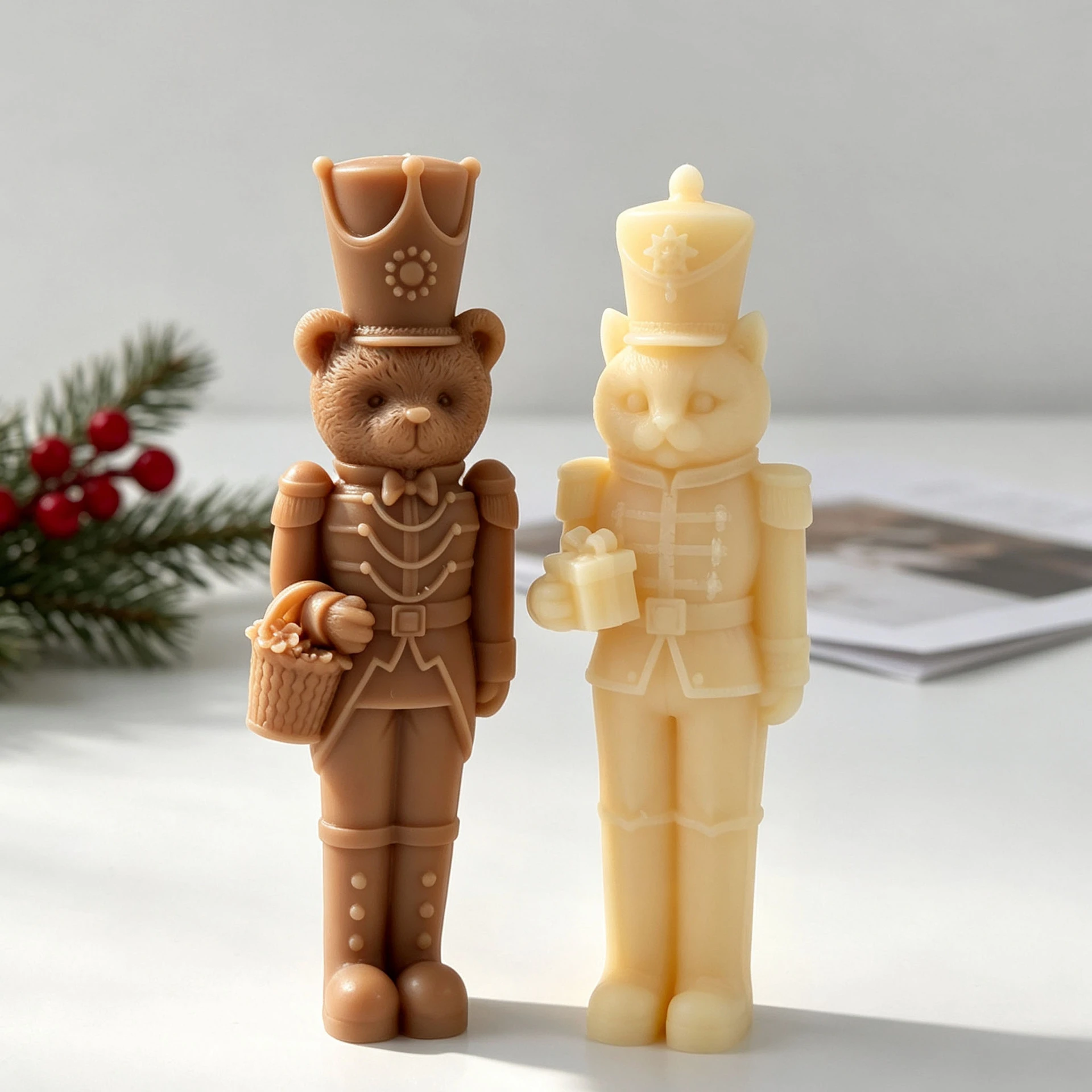 3D Christmas Nutcracker Soldier Candle Silicone Mold DIY for Plaster Resin Wax Soap Handmade Craft Home Decor Gift