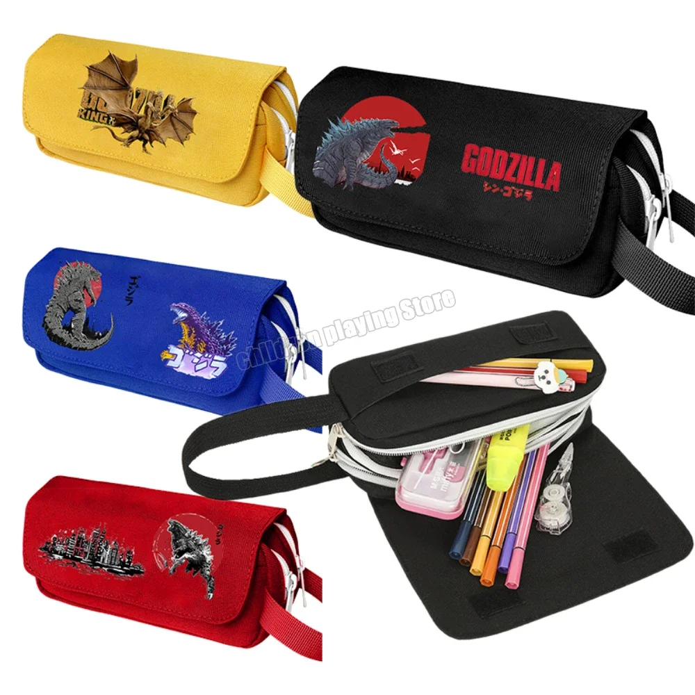 Godzilla Pen Bag Monster Figure Pencil Case forniture artistiche forniture per la conservazione degli studenti borse per matite di grande capacità