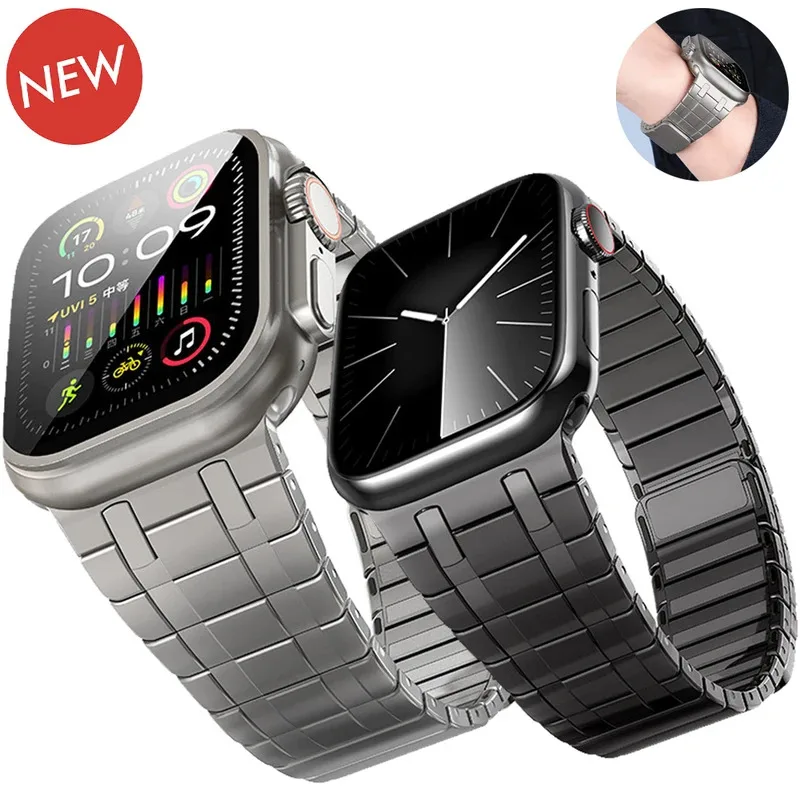 

Магнитный ремешок из нержавеющей стали для Apple Watch 49 мм, 45 мм, 44 мм, 42 мм, титановый цветной ремешок для IWatch Series 9 8 7 6 5 4 Se Ultra 2