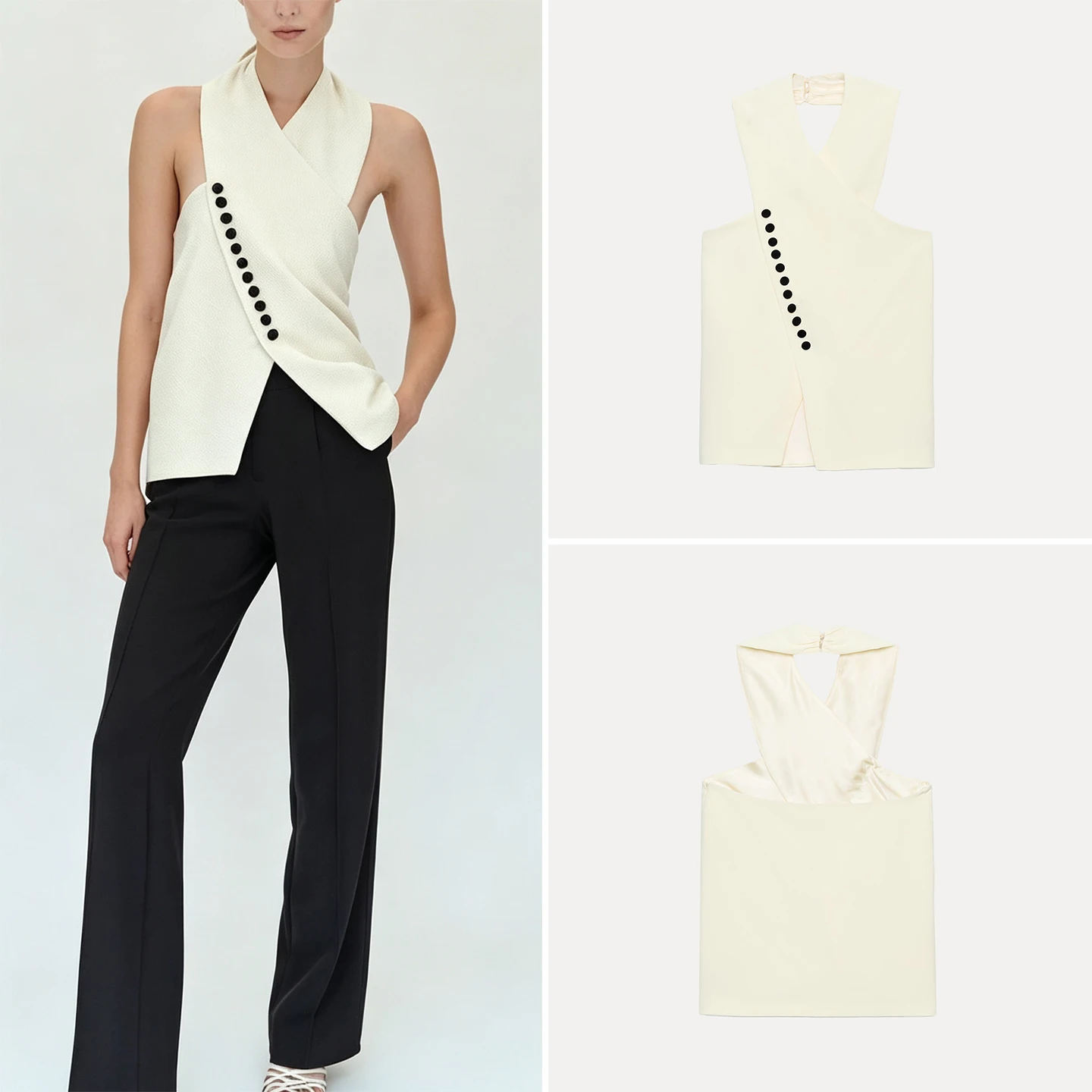 Fashionable Double-Breasted Hanging Collar Vest Women's Autumn Wear ZADATA Brand No Chest Pad Regular Length Outerwear