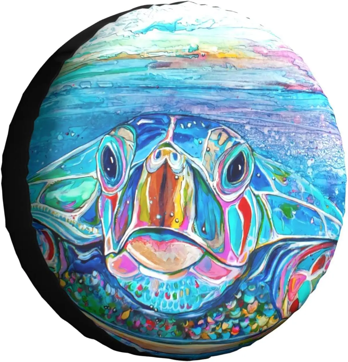 Colorful Sea Turtle Spare Tire Cover 14 Inch Wheel Protector for Truck SUV Trailer Camping Rv Tire Covers Car Accessories Print