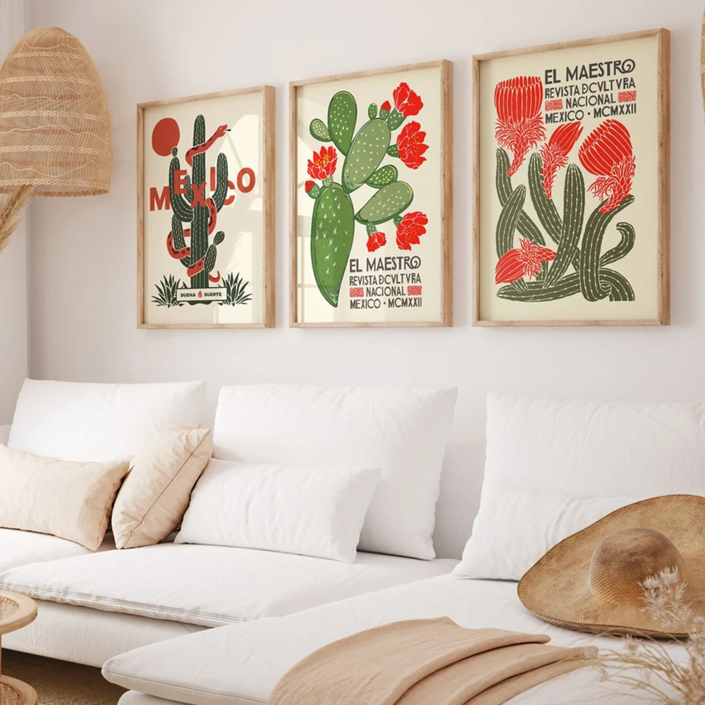 Mexican Maestro Mexico Cactus Flower Buena Suerte Wall Art Prints Canvas Painting Poster Pictures For Living Room Home Decor