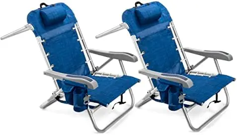 Cooler+ Folding Backpack Beach Chair with 5 Positions, Towel bar, XL Cooler Pouch, Storage Net, Cup and Phone Holder