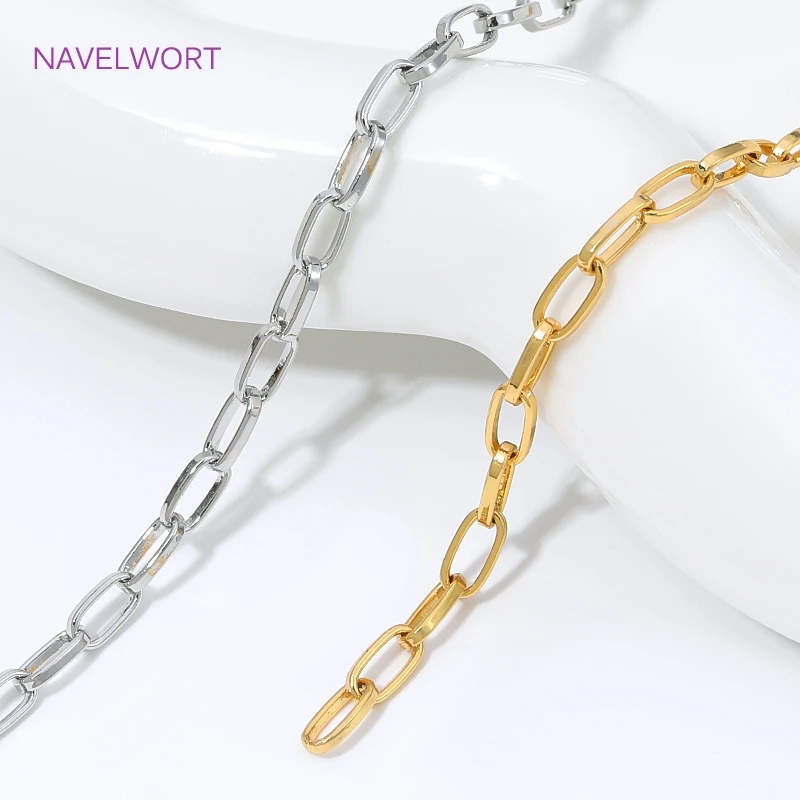 Wholesale Bulk Chains 18K Gold Plated Brass Flat Oval Cable Chain For Jewelry Making,DIY Handmade Necklace Making Supplies view 5