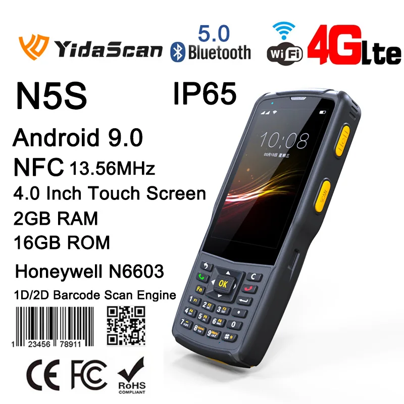 

N5S Android 9.0 Rugged Handheld PDA Honeywell 6603 1D 2D QR Code Barcode Scanner Data Collector NFC Terminal for Store Inventory