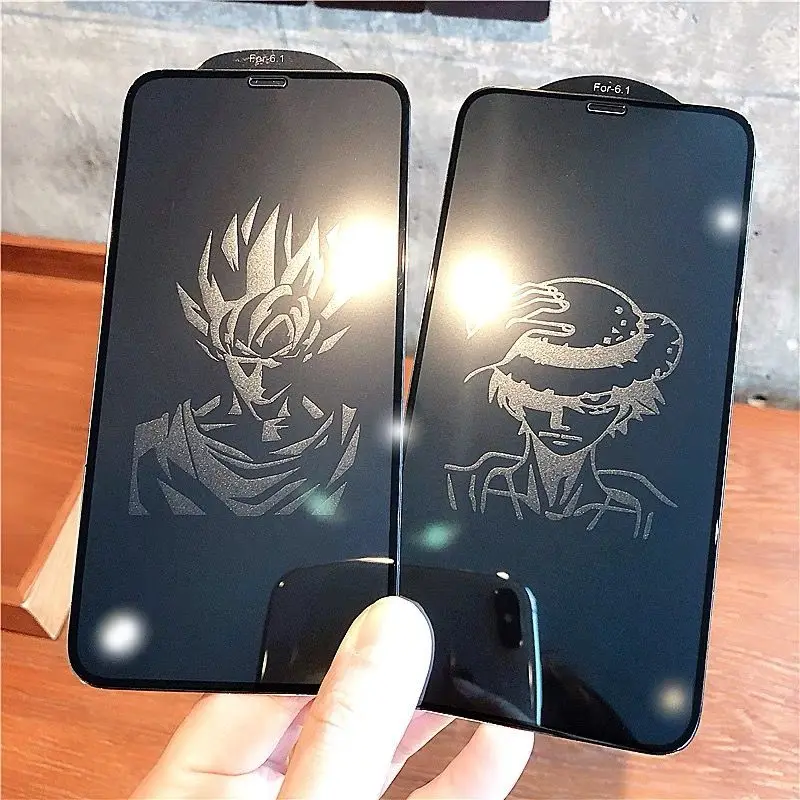 Protector de Pantalla Invisible de Anime One Piece Luffy para iPhone 17 Pro Max 16 15 14 13 12, Película de Vidrio Templado Son-Goku Dragon Ball