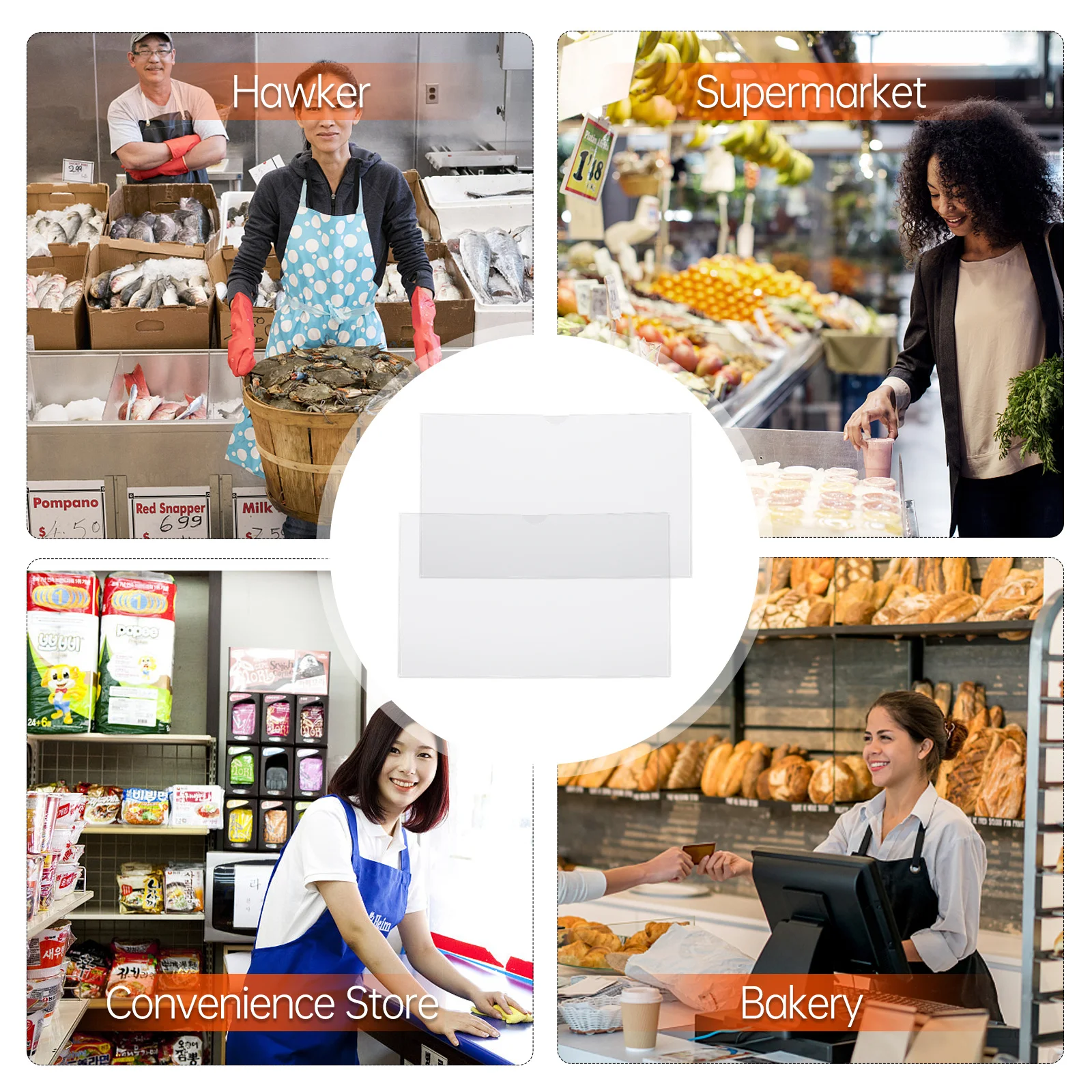 

2Pcs Acrylic Label Holders Clear A4 Paper Holders Acrylic Card Slot Display Rack for School Mall Home Supermarket Use