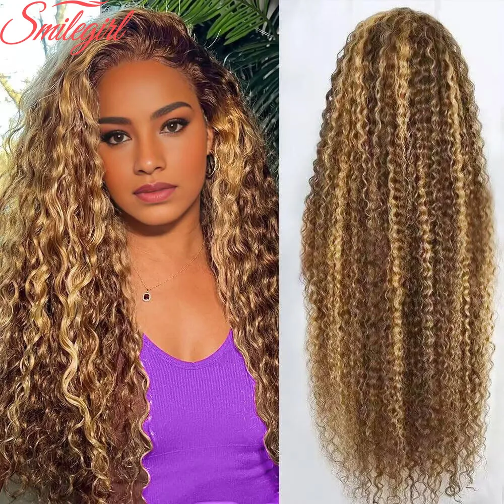 

Выделите глубокие волнистые парики фронта шнурка Человеческие волосы 13x6 HD Прозрачные парики фронта шнурка 200 Плотность 4/27 Вьющиеся для женщин Предварительно выщипанные