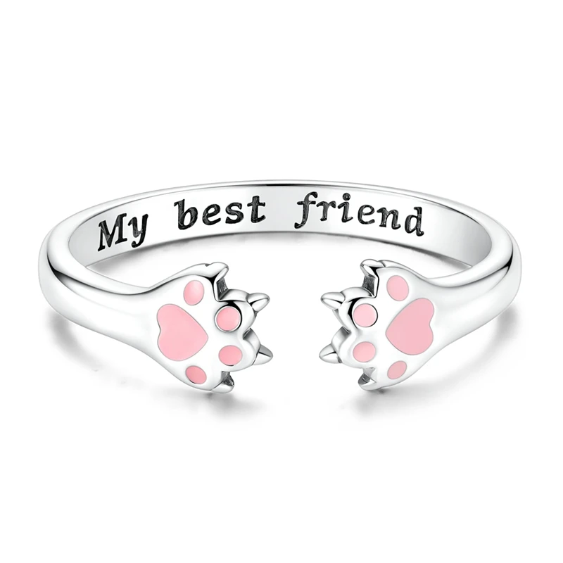 Women Rings 925 Sterling Silver Sparking Zirconium Ring Cute Cat Claw Wedding Rings For Engagement Jewelry Anniversary Gift