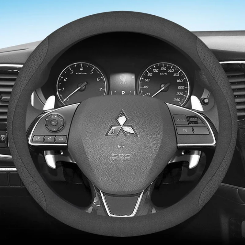 Leather Car Steering Wheel Cover for Mitsubishi Colt ASX Outlander Eclipse Cross Mirage L200 Shogun Non-slip Auto Accessories