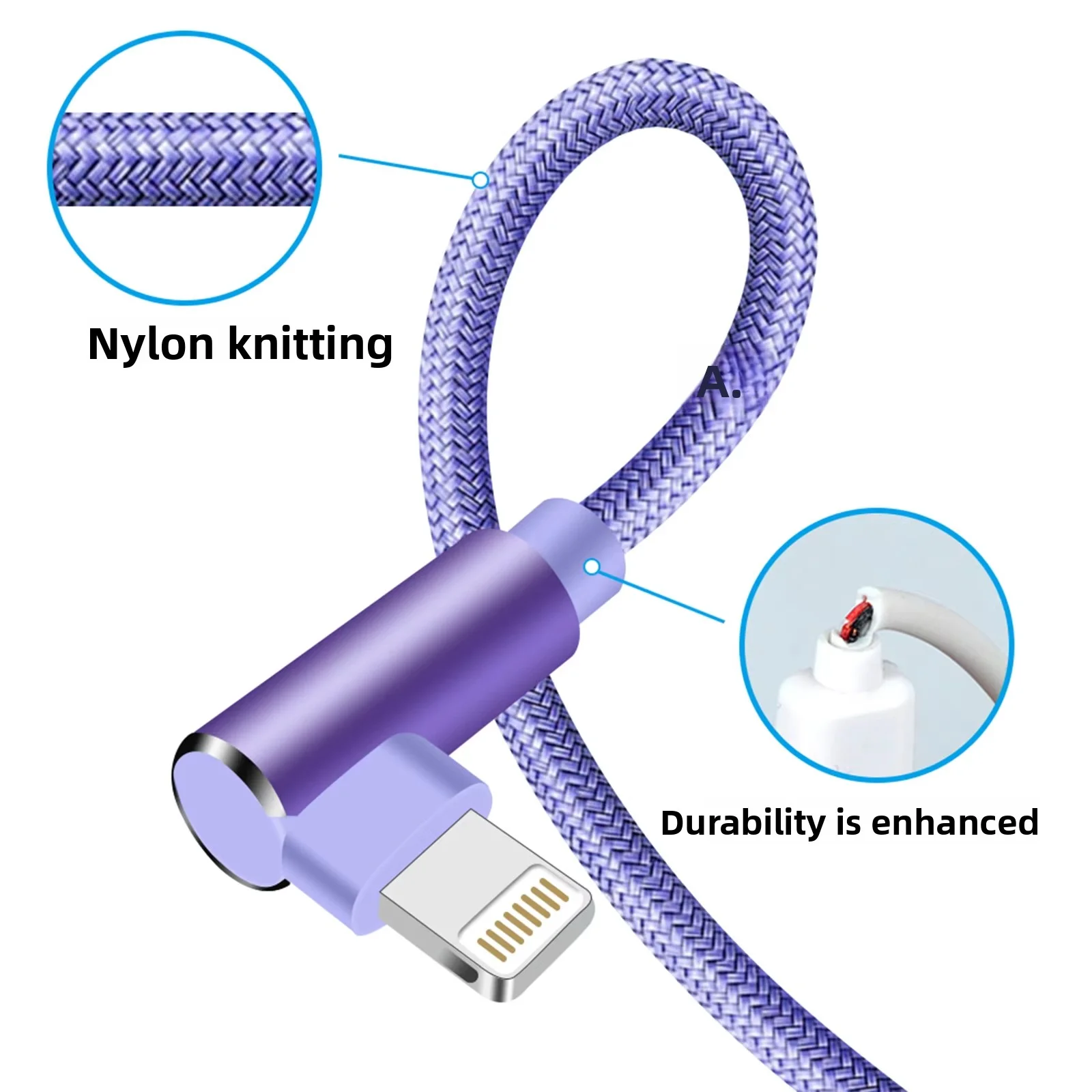 ANSEIP 90-градусный USB-кабель для iPhone 14/13/12 pro Max/Mini/X/8/90 градусов Кабель для быстрой зарядки данных для iPad Mini/Air Wire Cord