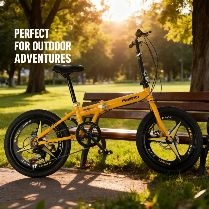 

Желтый интегрированный складной велосипед для взрослых, портативный велосипед с дисковым тормозом, переменная скорость, 20-дюймовый мобильный скутер