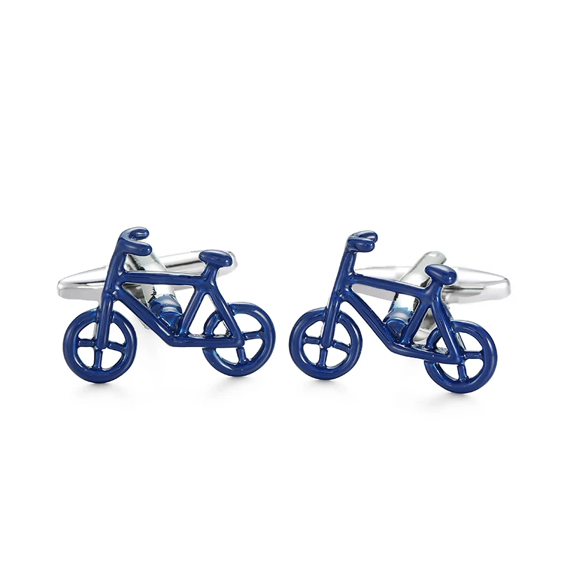 High quality blue bicycle cufflinks fashionable French shirt badge designed by brand designer for men's wedding cufflinks