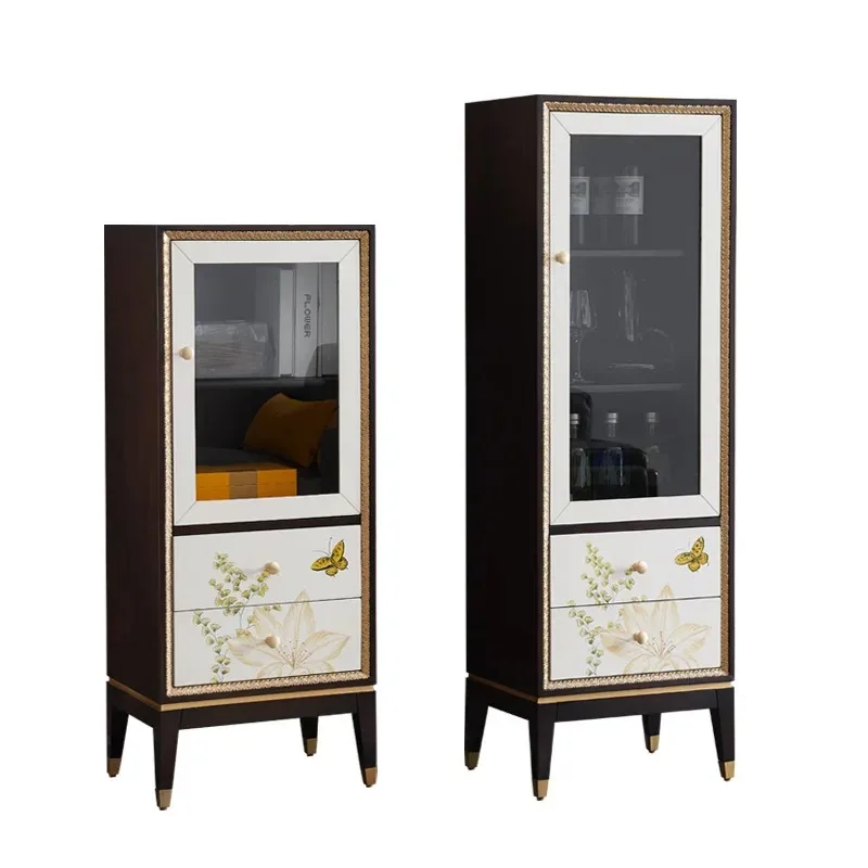 

American stained glass single-door wine cabinet post-modern birc
