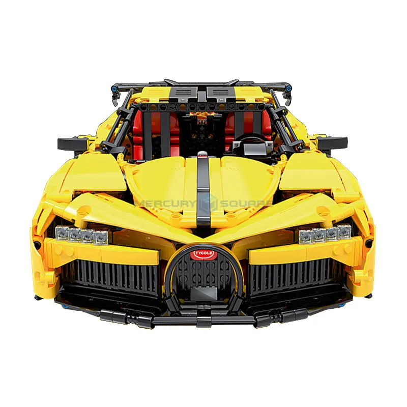 Yellow Sports Car 1:10 MOC Super Fast Racing Car T5027B Model Building Blocks Bricks Set Furious Gifts Toys for Boys Children