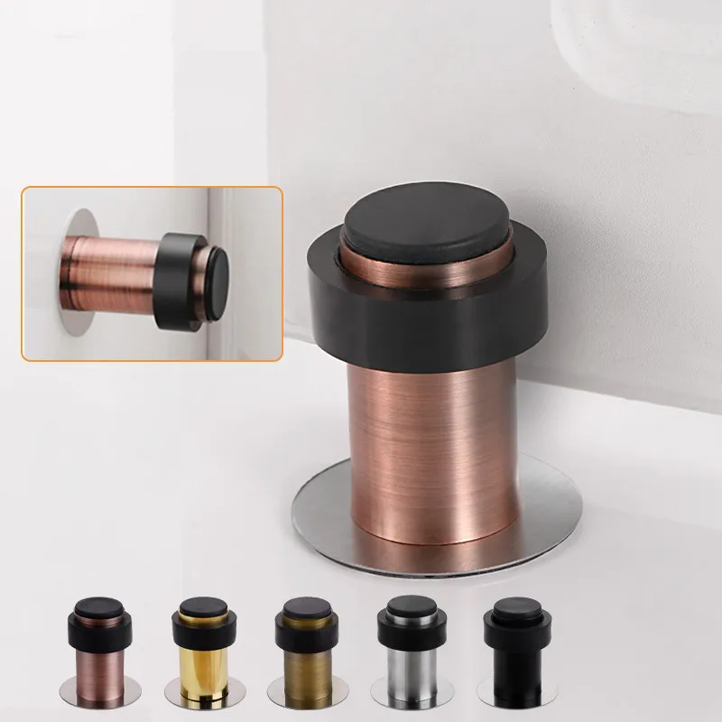 KK&FING Rubber Anti-collision Door Stoper Free Punch Stainless Steel Round Door Stop Safety Home Cylindrical Door Touch Hardware