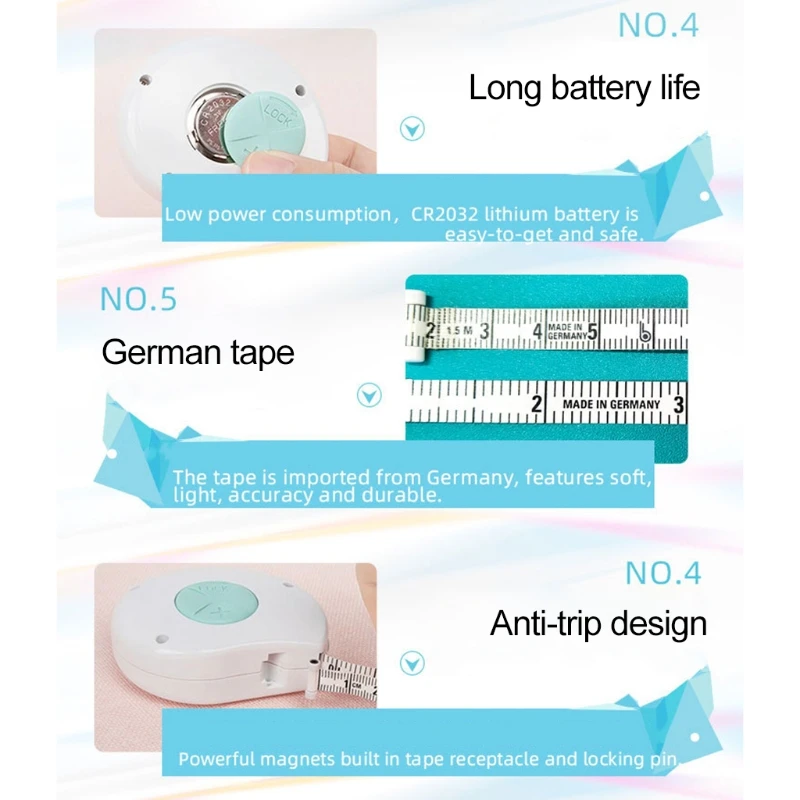 Digital Body Circumference Tape With Self-locking And Retractable Tape Waist Biceps Measurement