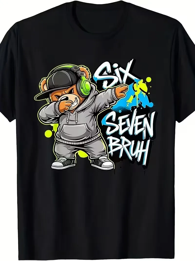Italian Brainrot Brush Boys Baumwoll-T-Shirt SIX SEVEN 67 Digital Puzzle Print Kinder Freizeit-Oberteil Kurzarm-T-Shirt für Kinder – Detail 3