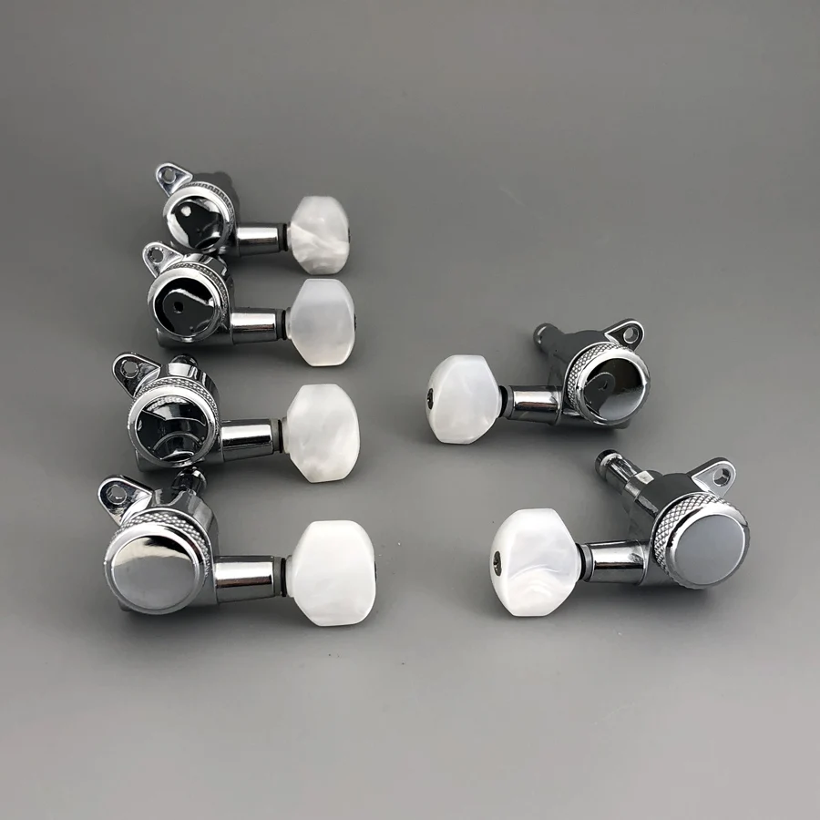 Schaller M6 Type Guitar Pearl Button Locking Deluxe Machine Head Tuners Tuning Pegs for Music Man Left Hand Guitar L4R2