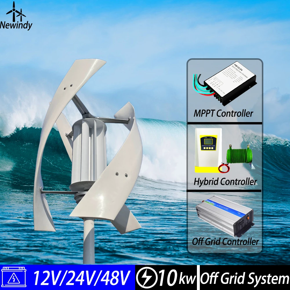 10kw Wind Mill Turbine 24v 48v 12v 10000w Free Energy Vertical Axis Permanent Maglev Generators With Mppt Charge Controller