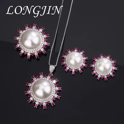 Red Jade Fashion Star White Pearl Pendant Necklace Adjustable Ring Women's Luxury Macrame Jewelry Elegance Dress Accessory Gift