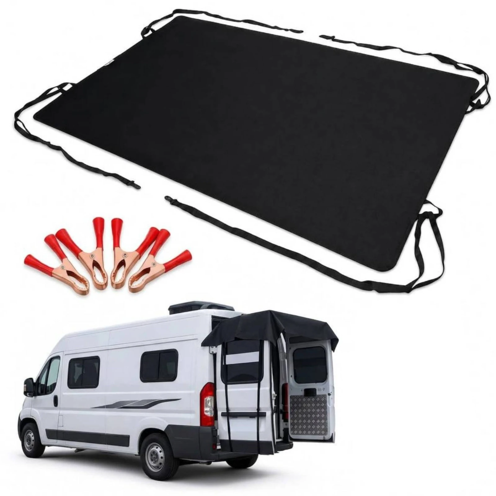 Rear Barn Door Awning Cover Waterproof Barn Door Awning with Straps Weather-Resistant Heavy-Duty for Campers, Camping