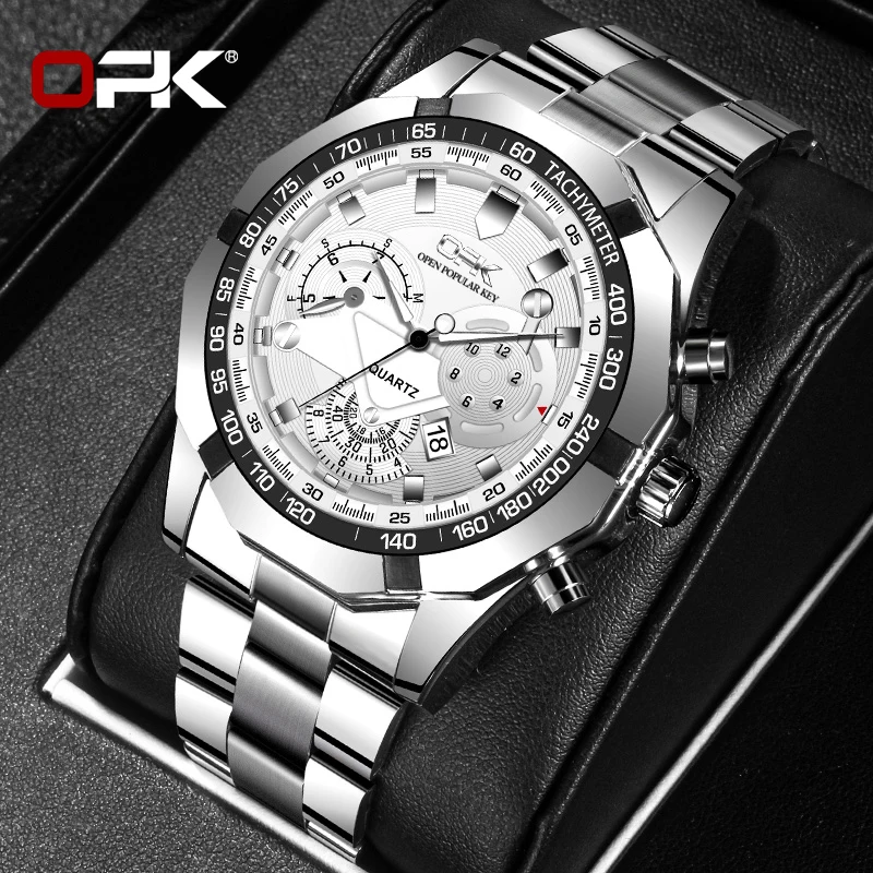 

OPK 8127 Mens Watch Original Brand Quartz Watch Waterproof Luminous Watch For Man Chronograph Calendar Window Watch