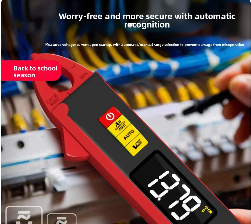 UX1 Digital Clamp Meter 6000 Digits 100A Auto Ammeter LCD Screen Mini TRMS AC/DC Multimeter Rechargeable Car Current Voltmeter