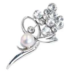 100% Genuine Natural Freshwater Pearl Flower Wedding Party Jewelry Autumn Winter Coat Women All Match Accessories Pin Brooch