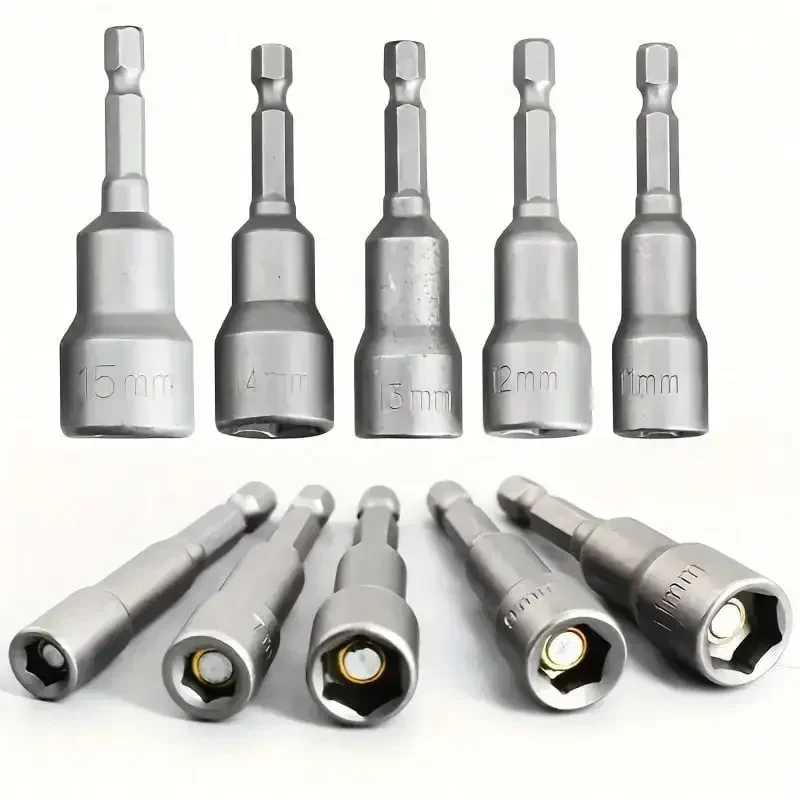 10-14PCS Auswirkungen Buchse Magnetische Mutter Hex Buchse Düse Schraubendreher 1/4 Hex Wrench Set Bohrer Adapter für elektrische Bohrer Werkzeuge – Detail 6