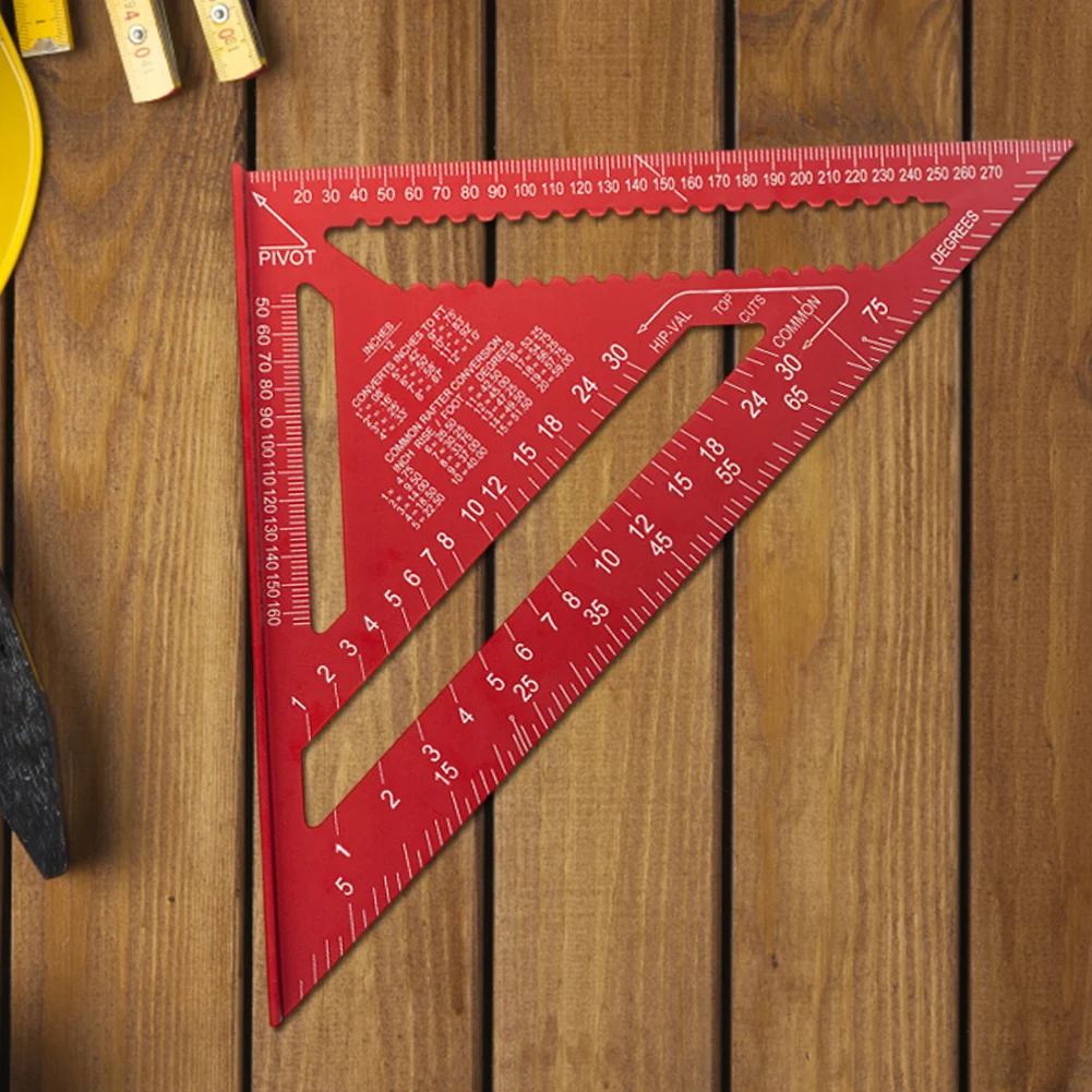 12 Inch Triangle Ruler Aluminum Alloy Speed ​​Square Angle Protractor Measuring Square Ruler for Woodworking Carpentry