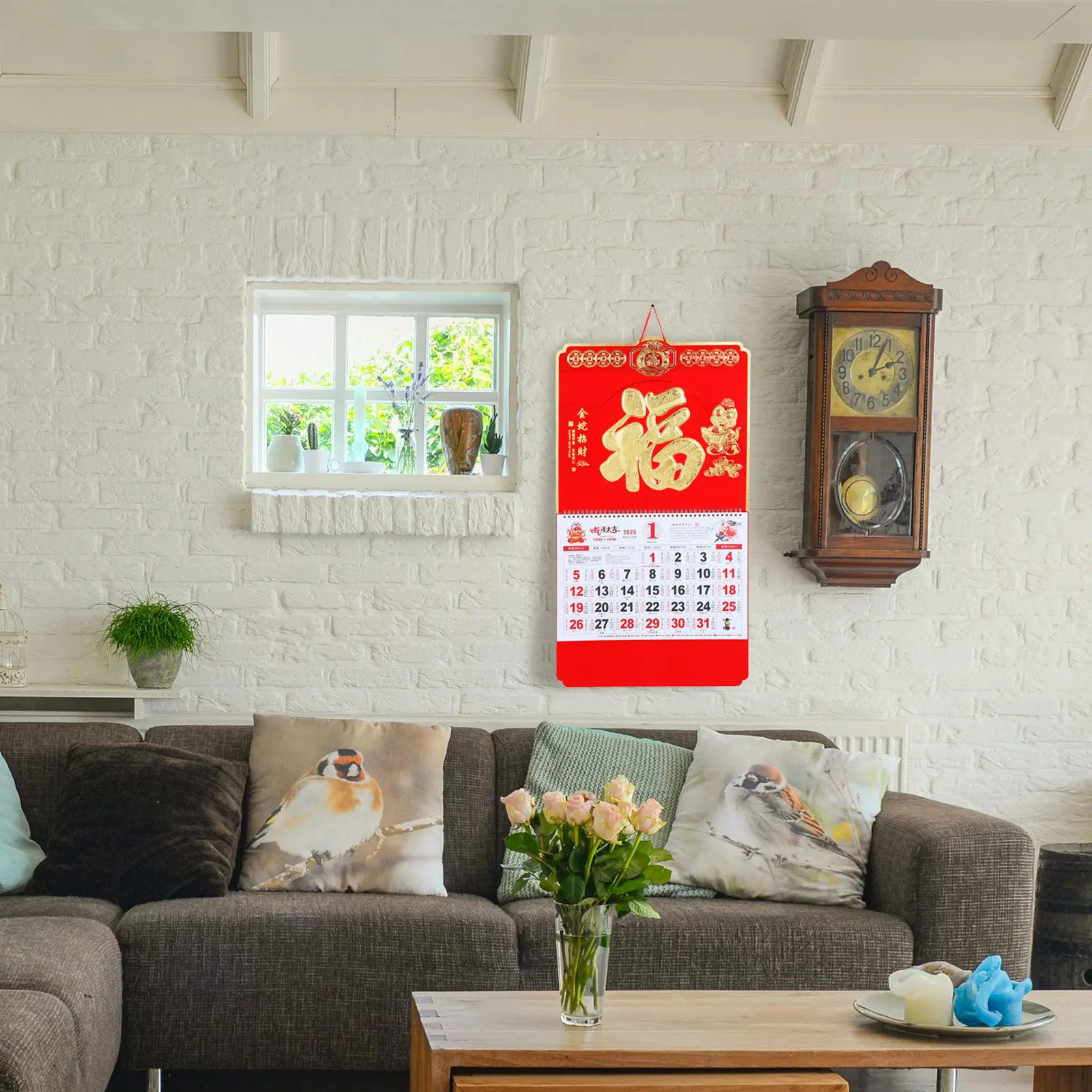 

Календарь с иероглифом «Фу» на 2025 год, китайский лунный календарь, традиционный год Змеи, настенный календарь, ежемесячный планировщик для офиса и дома