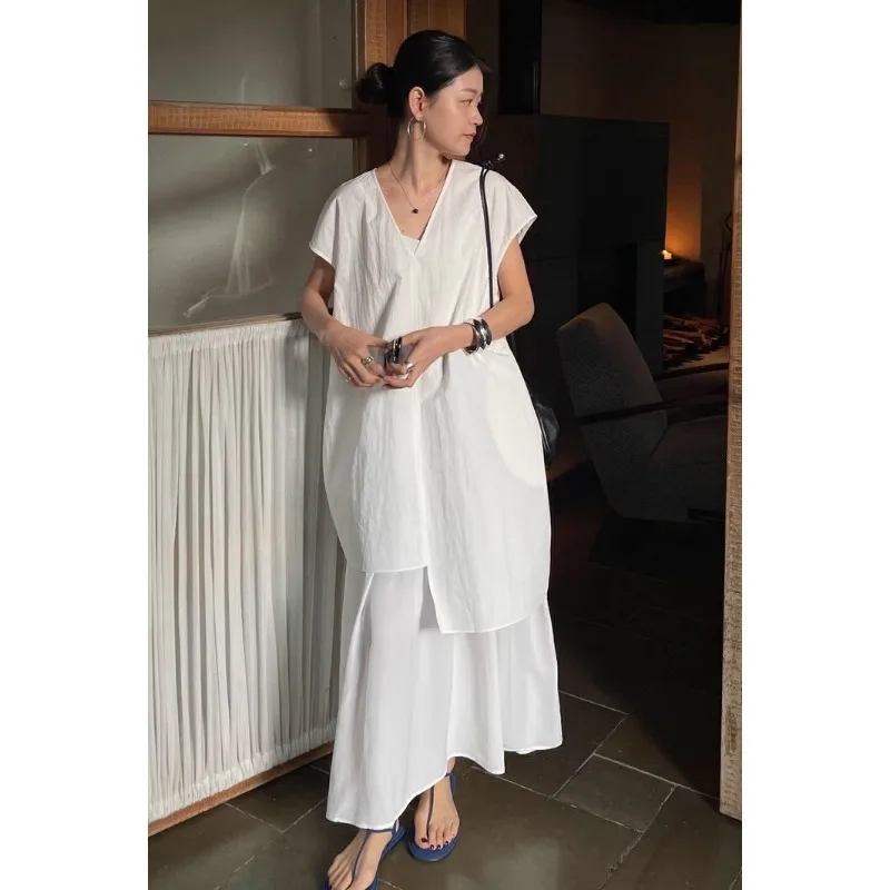 

Женская блузка без рукавов с V-образным вырезом, асимметричным подолом и двойным слоем, различные цвета