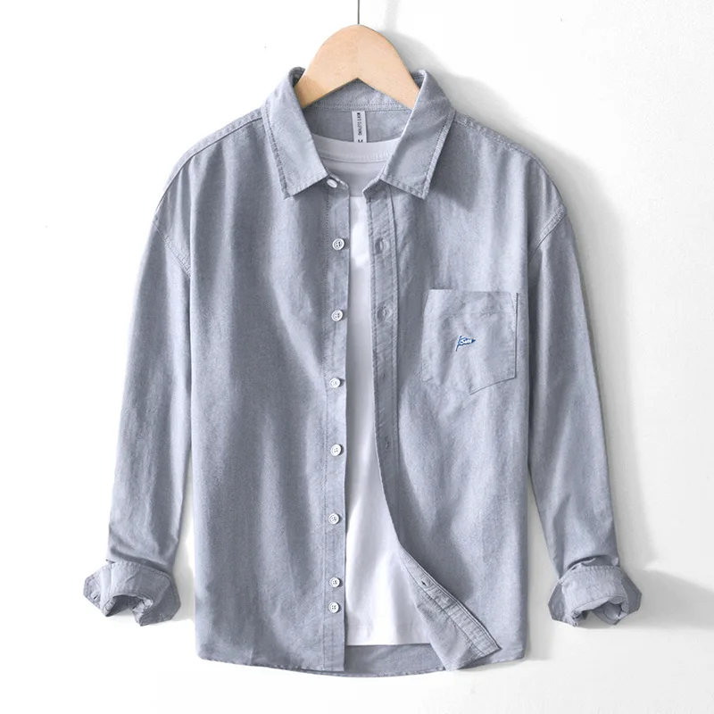 100% Cotton Camping Outdoor Breathable Soft Oxford Long-Sleeved Shirt ~ Casual Versatile Solid Color Shirt ~ Light & Thin Jacket