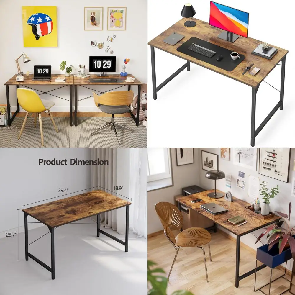 

Винтажный письменный стол с металлическим каркасом коричневого цвета для домашнего офиса, простой стиль, стол для ПК