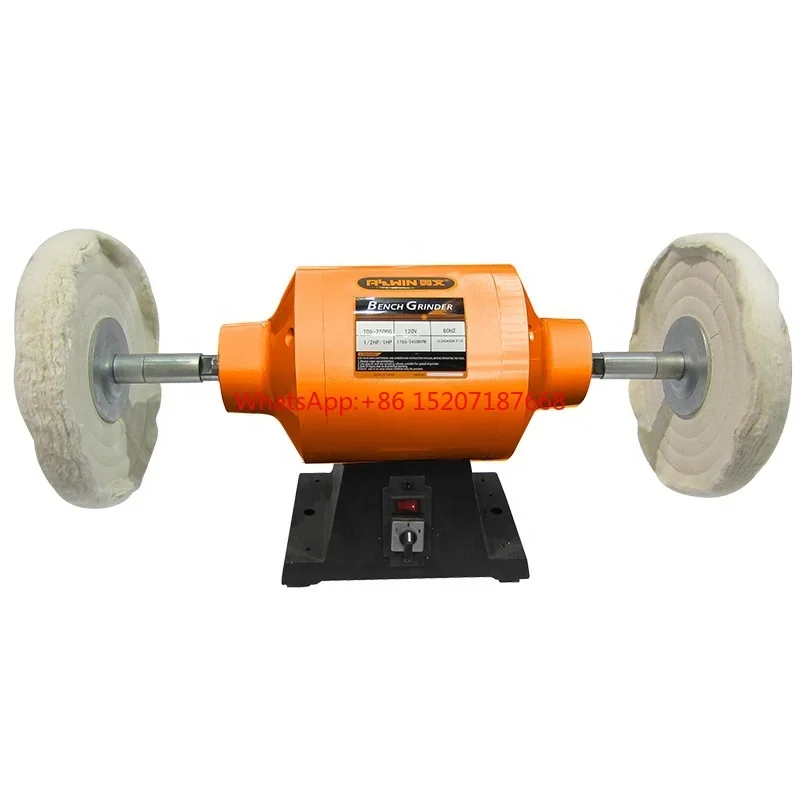 

Durable extra long shaft wood metal plastic hardware rock 240V two speed bench mounted polisher