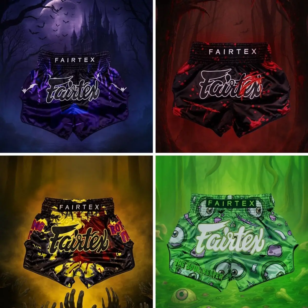 【Soul Reaper】【Fist of Decay】【Demon's Hunger】【Shadow Stirring】New Halloween Muay Thai Shorts for Sanda MMA Training Unisex