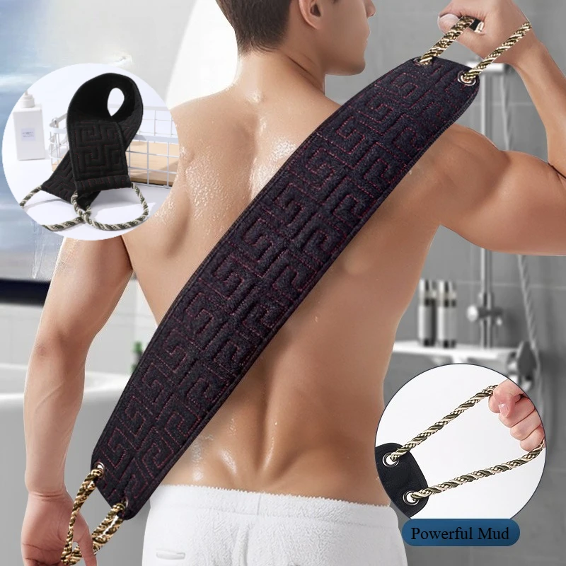 

1pc Back Scrubbing Towel Dual Sided Durable Exfoliating Body Towel Back Strap Unisex Detox Mud Back Scrub Extended Bathing Towel