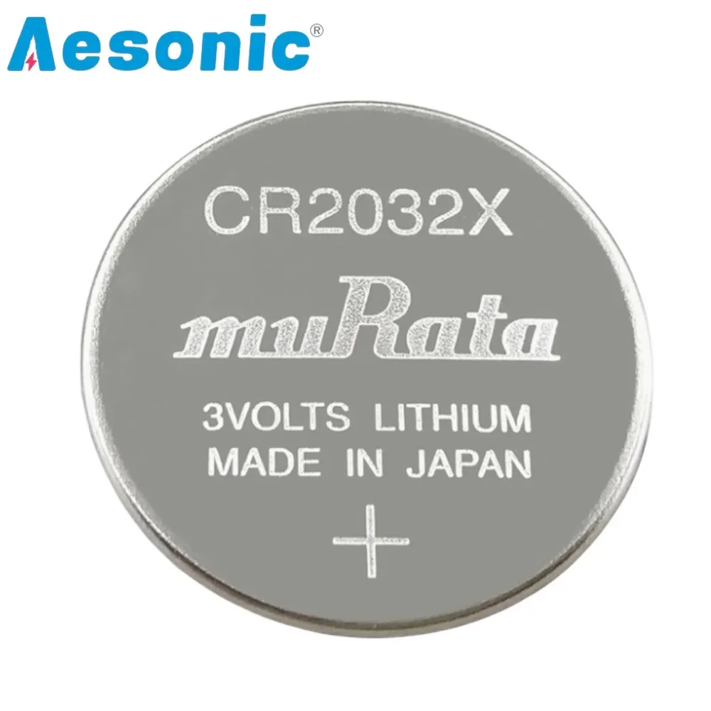 2PCS muRata CR2032X 3V 220mAh Lithium Button Battery -40 to 80 ℃ for Car Tire Mine Pipe PLC CNC Medical Equipment Made In Japan