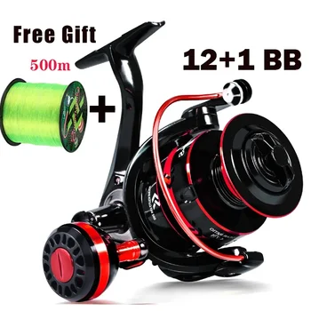Sougayilang 12+1BB Spinning Fishing Reel High Strength Aluminum Spool Max Drag 16kg Free Gift 500m Fishing Line Pesca