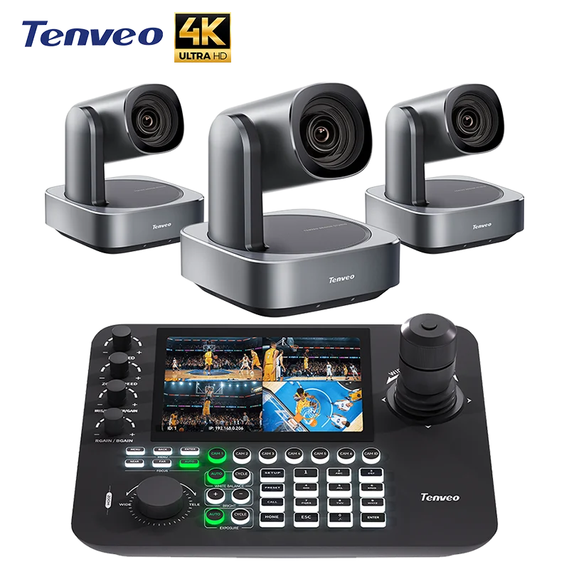 Professional Live Streaming System 4K 12X Zoom AI Auto Tracking NDI POE PTZ Camera 4K With Joystick Controller For Large Events