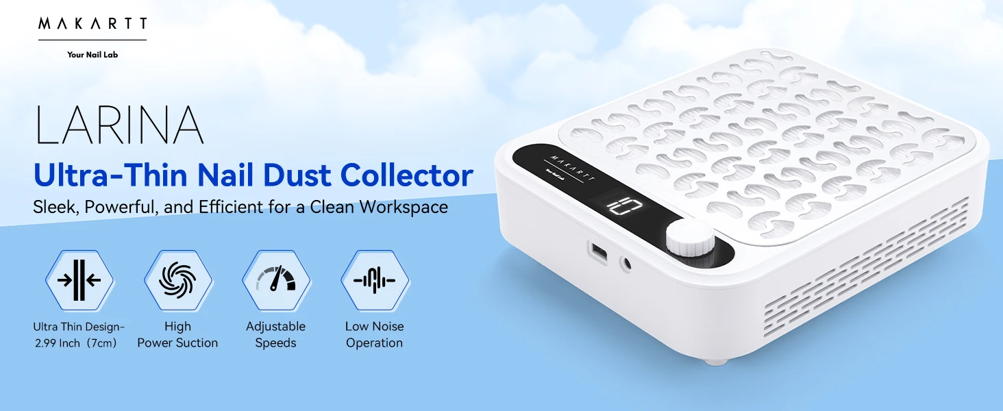 Makartt Nail Dust Collector - Professional Powerful Suction Larina Dust Collector Nail Tech LED Display, Adjustable Speed
