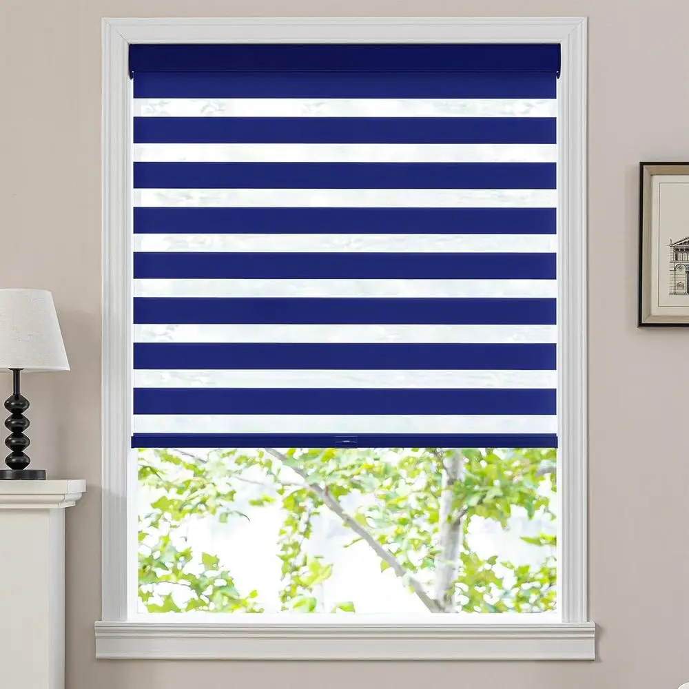 

Двухслойные рулонные шторы цвета синий морской волны, на заказ, для контроля освещения и оконных проемов