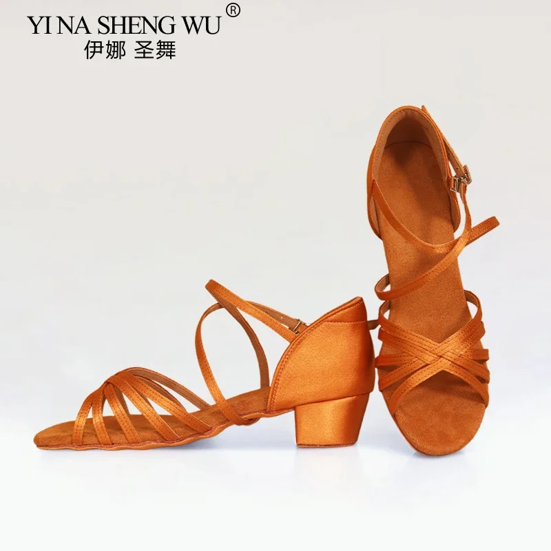 الكبار/أطفال كعب منخفض لينة أسفل أحذية الرقص المهنية حجر الراين مشبك الجلد المدبوغ لينة وحيد أحذية الرقص فتاة أحذية الرقص اللاتينية