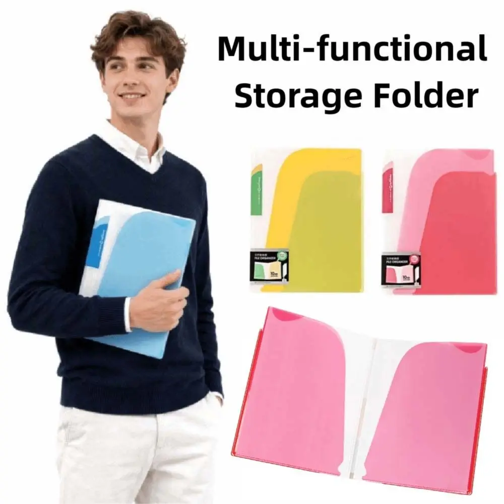 Dual-color Multi-functional Storage Folder Waterproof Portable A4 Document Organizer Multi-Layer Angled-cut Student File Folder