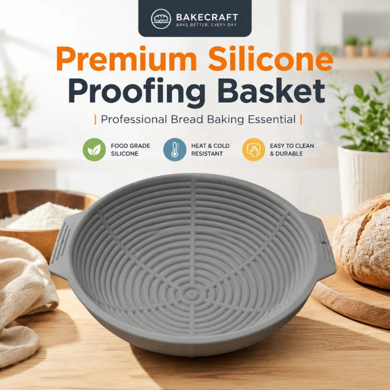 Silicone Non Stick Bread Proofing Basket Foldable European Style Dough Rising Baking Bowl