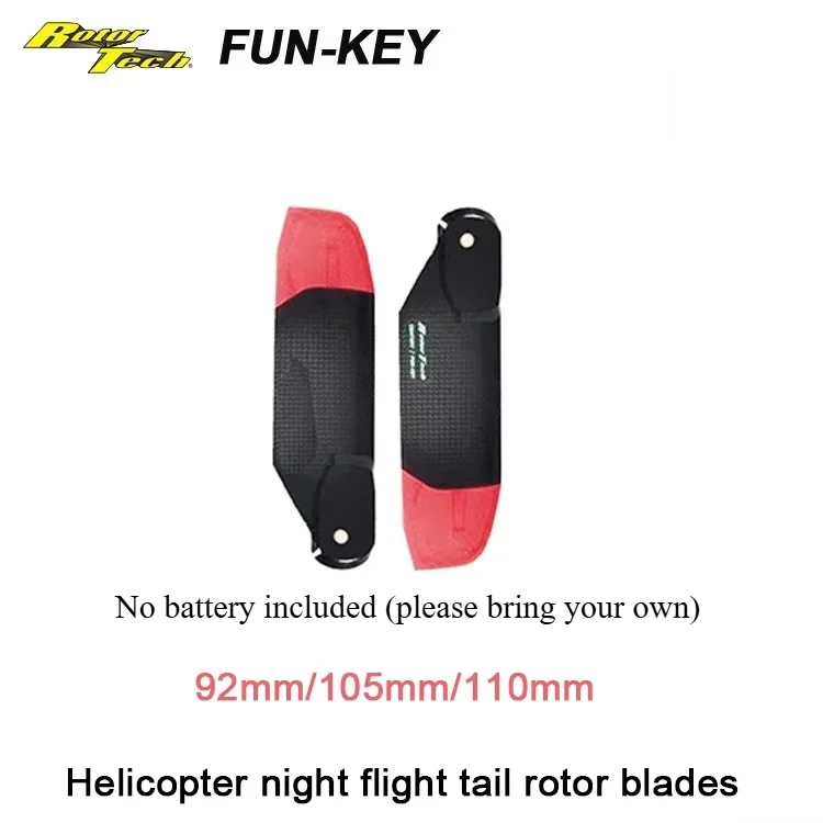 RT Fun-Key Hubschrauber Nachtflug Heck Rotorblätter 92mm 105mm 110mm für/Hubschrauber