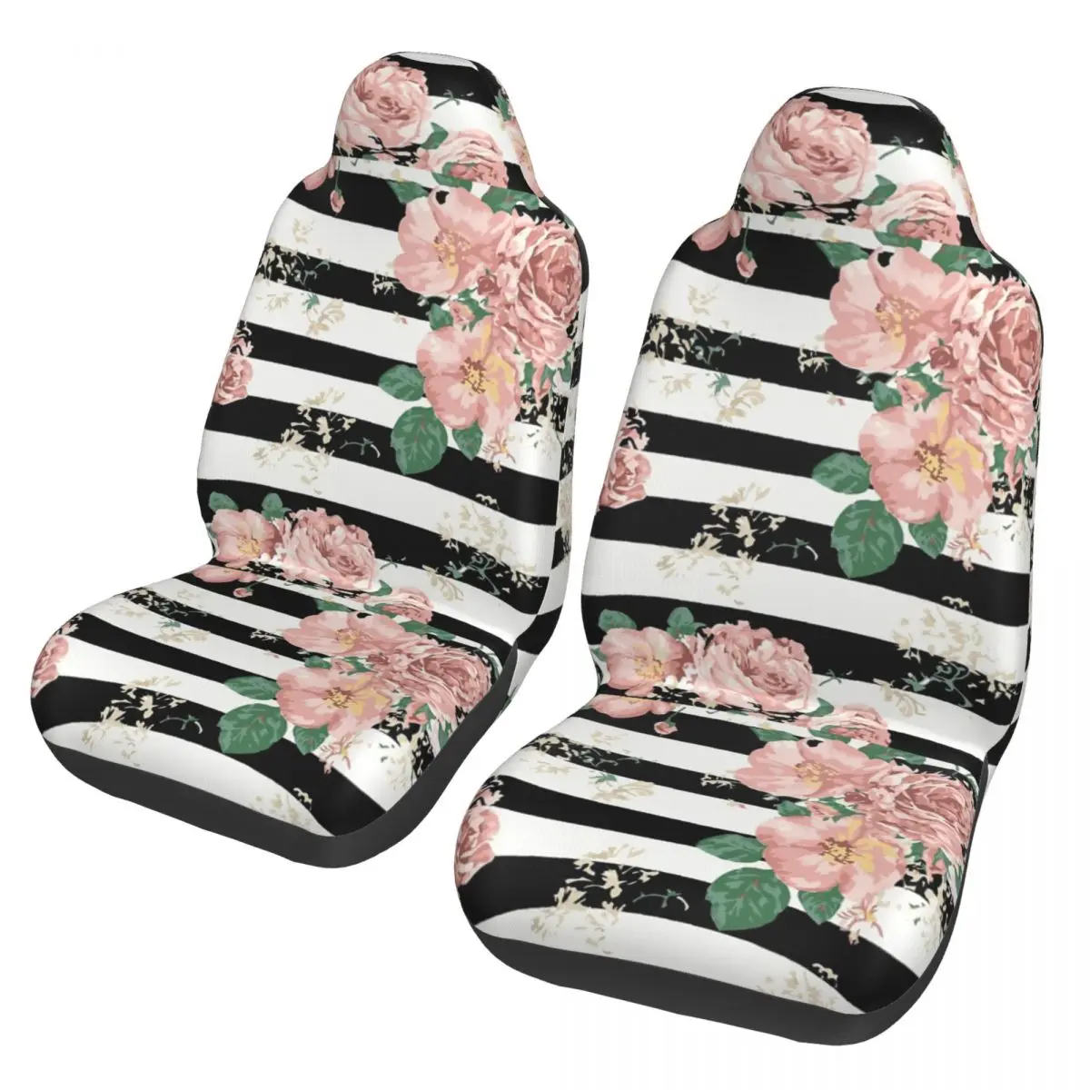 

Vintage Floral Roses Black And White Stripes Universal Car Seat Cover Four Seasons AUTOYOUTH Car Seat Covers Polyester Fishing