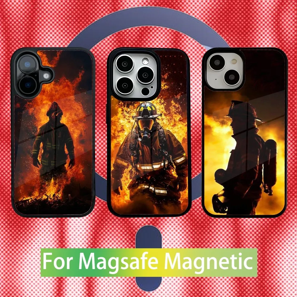 

Firefighter Heroes Fireman Phone Case For iPhone 16,15,14,13,12,11,Pro,Max,Plus,Mini New Magsafe Magnetic Wireless Charging