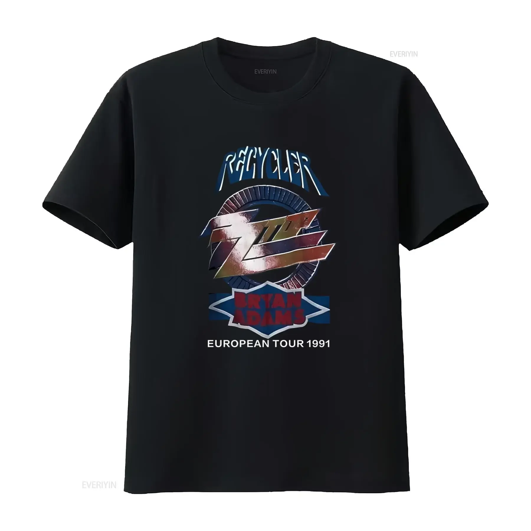 1991 Bryan Adams ZZ Top Vintage Band Tour T Shirt for Men vintage Washed Unisex Versatile Soft Breathable graphic Stretched